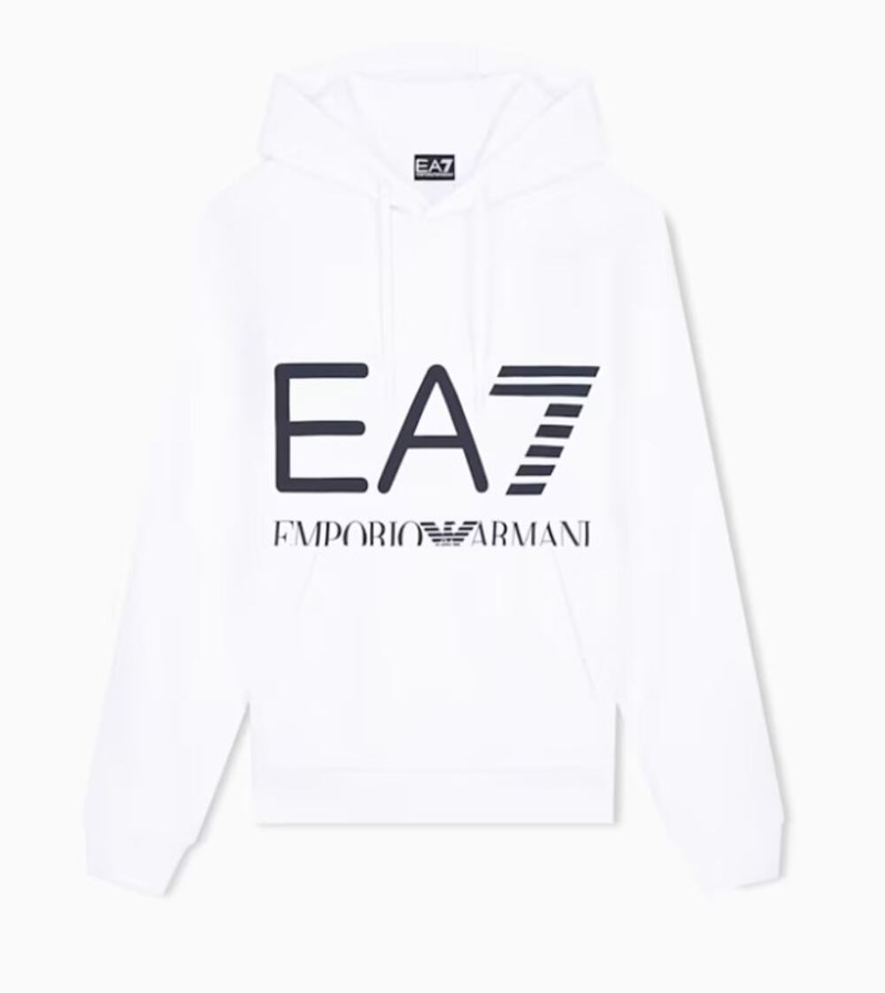 NWT EA7 Emporio Armani Hoodie White Logo Series Cotton Sweatshirt XXL 2XL $165